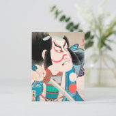 Ichikawa Danjuro kabuki samurai Krieger Tattoo Art Postkarte (Stehend Vorderseite)