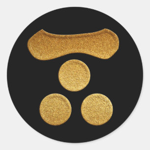 Ichimonji Mitsuboshi Kamon in Gold-Siegel Runder Aufkleber