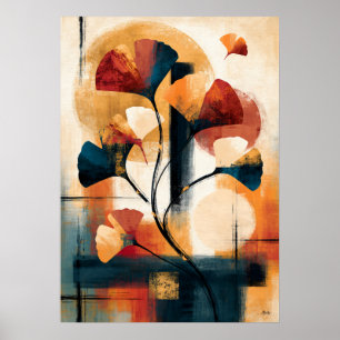 Icho Ginkgo-Zweig Japanische Grafik Modernistische Poster