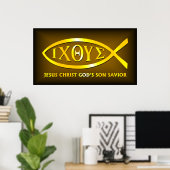 ICHTHUS: Altes Fischsymbol Poster (Heimbüro)