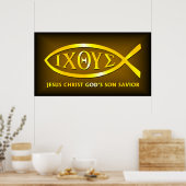 ICHTHUS: Altes Fischsymbol Poster (Küche)