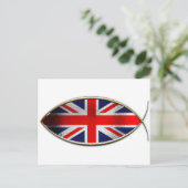 Ichthus - Britische Flagge Postkarte (Stehend Vorderseite)