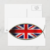 Ichthus - Britische Flagge Postkarte (Vorne/Hinten)
