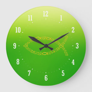 Ichthus - Christian Fish Symbol Wall Clock Große Wanduhr