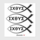 Ichthus Christlich Fisch IXOYE Jesus Christus Gott Aufkleber (Blatt)