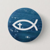 Ichthus - christlicher Fisch mit Kreuz Button (Vorderseite)