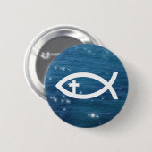 Ichthus - christlicher Fisch mit Kreuz Button (Vorne & Hinten)