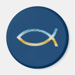 Ichthus - christlicher Fisch-Symbol-Himmel u. Magnet