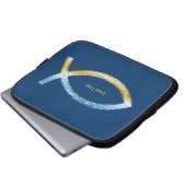 Ichthus - christliches Fisch-Symbol - Laptopschutzhülle (Vorne Knopf)