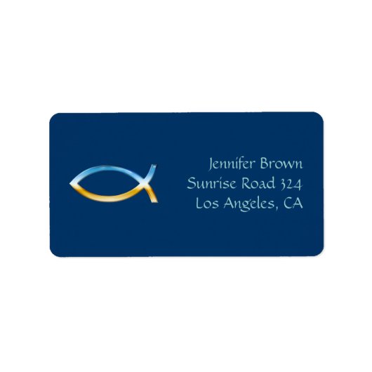 Ichthus | Christliches Fischsymbol Adressaufkleber (Vorne)