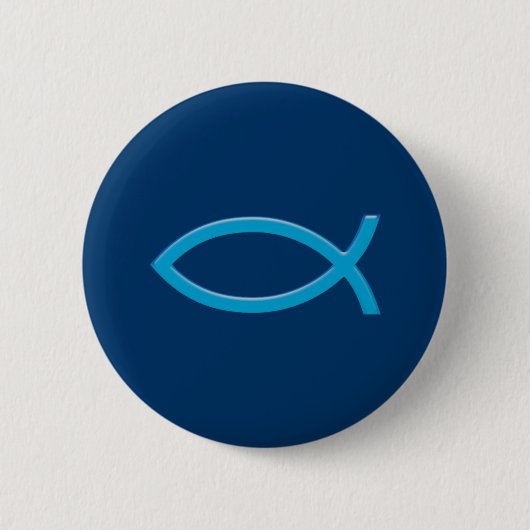 Ichthus - Christliches Fischsymbol - Blau Button (Vorderseite)