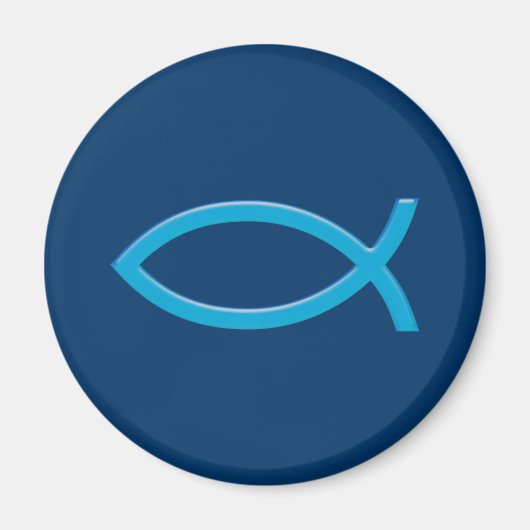Ichthus - Christliches Fischsymbol - Blau Magnet (Vorne)