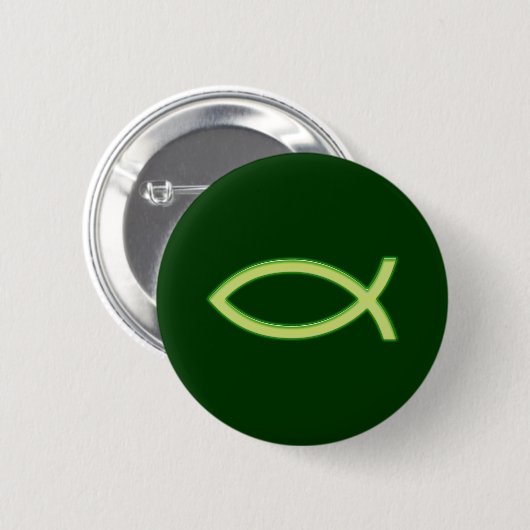 Ichthus - Christliches Fischsymbol - Hellgrün Button (Vorne & Hinten)