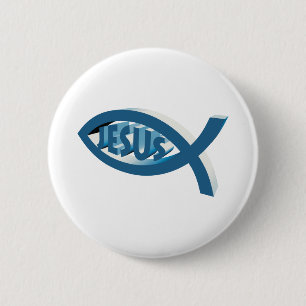 Ichthus - Christliches Fischsymbol - Jesus-Schrift Button