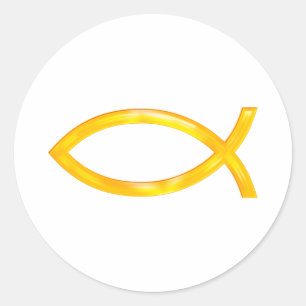 Ichthus - Christliches Fischsymbol Runder Aufkleber