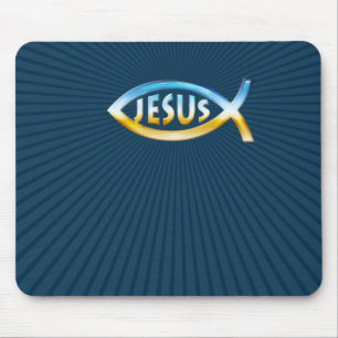 Ichthus - Christliches Fischsymbol Sky & Ground Mousepad