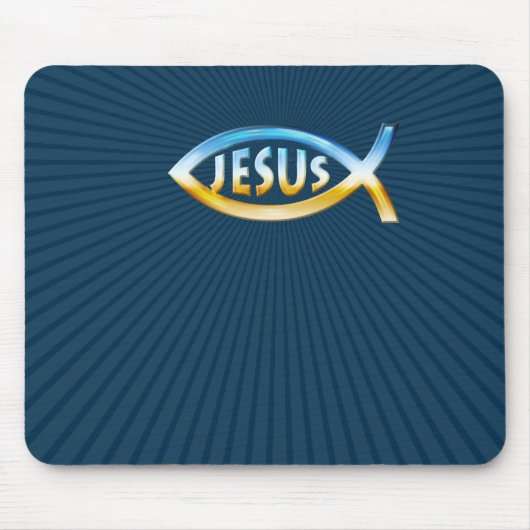 Ichthus - Christliches Fischsymbol Sky & Ground Mousepad (Vorne)