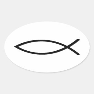 Ichthus Fish Symbol Ovaler Aufkleber
