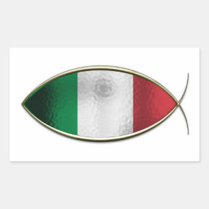 Ichthus - italienische Flagge Rechteckiger Aufkleber