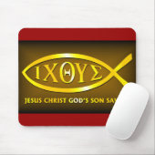 ICHTHUS: Jesus-Fisch-Symbol Mousepad (Mit Mouse)