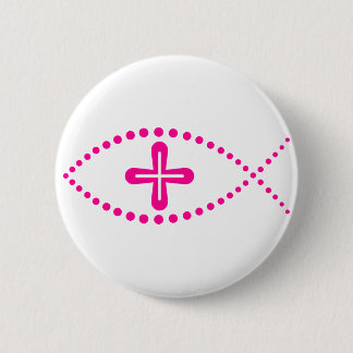 Ichthus Pink Christlich Fisch Button