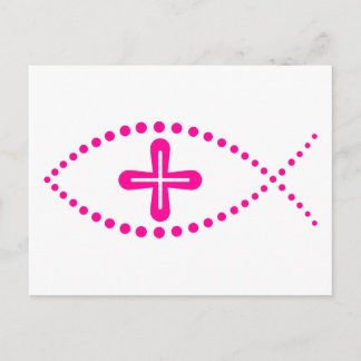 Ichthus Pink Christlich Fisch Postkarte