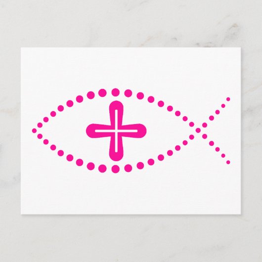 Ichthus Pink Christlich Fisch Postkarte (Vorderseite)