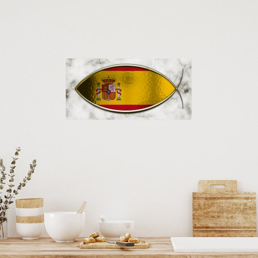 Ichthus - Spanische Flagge Poster (Küche)