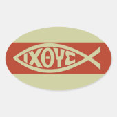 Ichthys (Christliches Fischsymbol) Ovaler Aufkleber (Vorderseite)