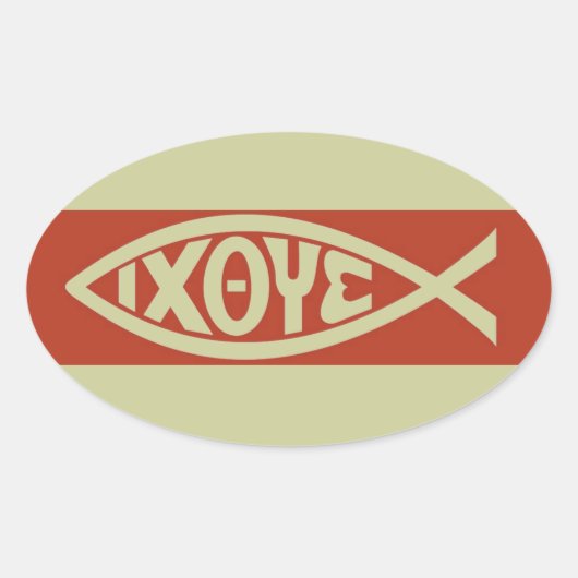 Ichthys (Christliches Fischsymbol) Ovaler Aufkleber (Vorderseite)