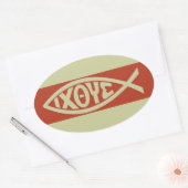 Ichthys (Christliches Fischsymbol) Ovaler Aufkleber (Umschlag)