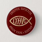 Ichthys Christliches Symbol Button (Vorderseite)
