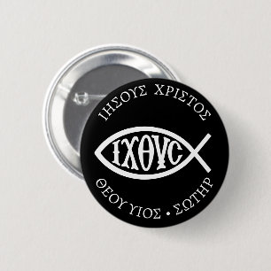 Ichthys Christliches Symbol Button