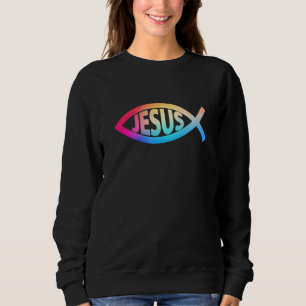 Ichthys Christliches Symbol Jesus Fisch Kinder Jes Sweatshirt