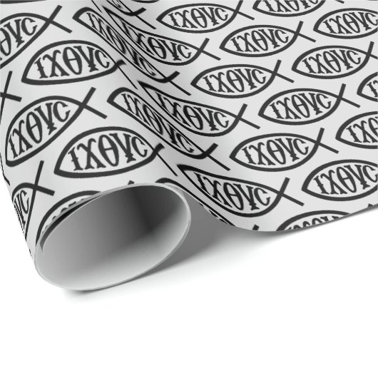 Ichthys Christliches Symbolmuster Geschenkpapier (Rolleneckpunkt)