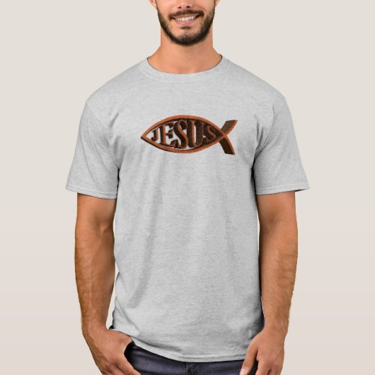 Ichthys Eichen-christliches Fisch-Symbol T-Shirt (Vorderseite)