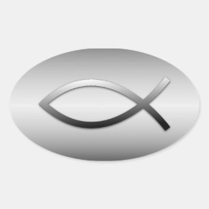 Ichthys Jesus Fisch-christliches Symbol Ovaler Aufkleber