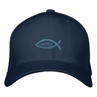 Ichthys Jesus Fish Christliches Symbol Bestickte Kappe
