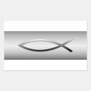 Ichthys Jesus Fish Christliches Symbol Rechteckiger Aufkleber