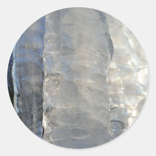 Icicles Abstrakt Blue Winter Fotografy Runder Aufkleber (Vorderseite)
