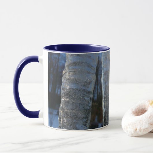 Icicles Abstrakt Blue Winter Fotografy Tasse (Mit Donut)