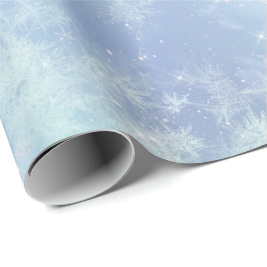 Icicles Snowflakes Crystals Blue Lila Birthday Geschenkpapier (Rolleneckpunkt)