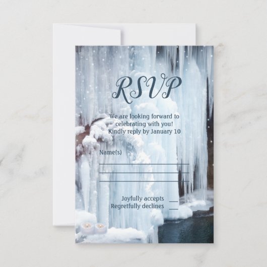 Icicles Winter Wedding Veil RSVP Card Einladung (Vorderseite)
