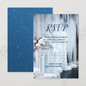 Icicles Winter Wedding Veil RSVP Card Einladung (Vorne/Hinten)