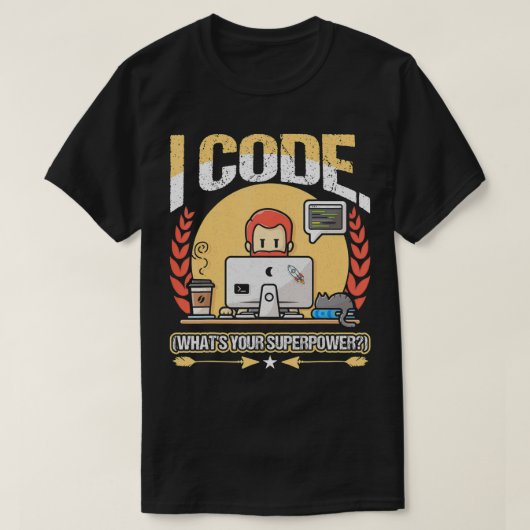 ICode Was ist deine Superkraft Programmierer Nerd T-Shirt (Design vorne)