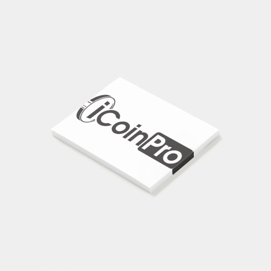 iCoinProLogo Schwarz Post-it Klebezettel (angewinkelt)