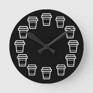 Icon Coffee oder Latte Cup To Go Runde Wanduhr
