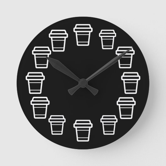Icon Coffee oder Latte Cup To Go Runde Wanduhr (Vorderseite)
