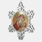 Icon de Saint Mary Theotokos Schneeflocken Zinn-Ornament (Rechts)