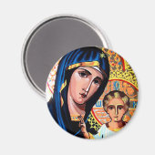 Icon der Jungfrau Kazan rumänisch auf Glas Wind Magnet (Vorderseite/Rückseite)